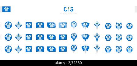 Large collection of CIS flags of various shapes and effects. Big set of vector flag. Stock Vector
