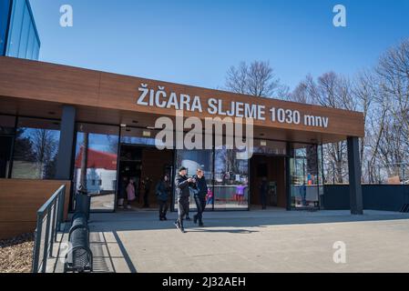 New Sljeme Cable Car building on top of the mountain that opened on 24th February 2022, Zagreb, Croatia Stock Photo