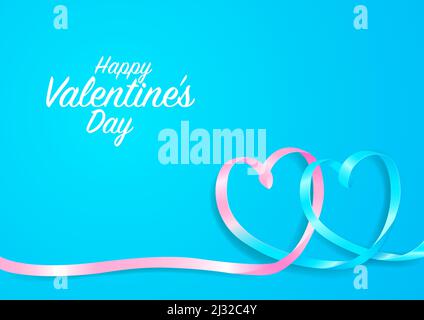 Hearts shape made from ribbon, greeting card or theme for Valentine Day. Stock Vector