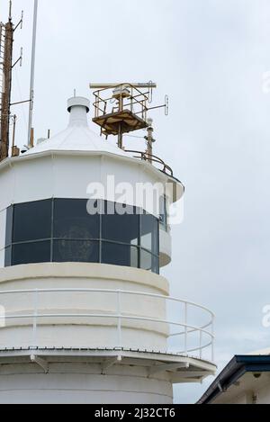 Part of the signal tower at the still active, Nobbys Lighthouse on the entry to Newcastle Harbour. The lighthouse was originally constructed in 1846 Stock Photo
