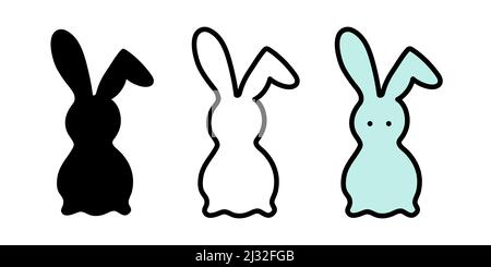 Minimalist icon rabbit. Outline, glyph, filled. Front view. For web, mobile, digital products. Vector illustration, flat design Stock Vector