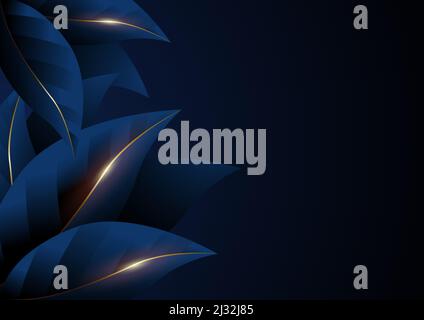 Luxurious abstract leaves with gold line, modern luxurious vector background Stock Vector