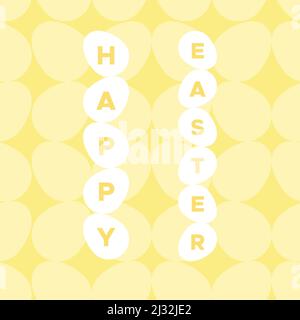 Happy Easter. Vertical title in white eggs. Pastel colors. For greeting card, poster, banner. Vector illustration, flat design Stock Vector