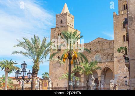 San Salvatore Cathedral, Piazza Duomo, Cefalu, Sicily, Italy, Stock Photo