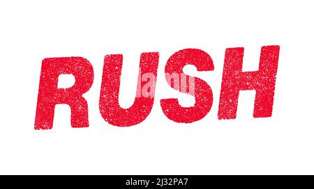 Vector illustration of the word Rush in red ink stamp Stock Vector