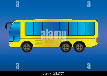 Side view of a yellow bus gradient Stock Vector