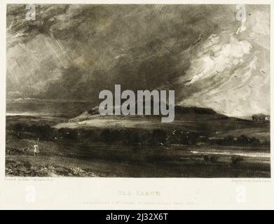 Old Sarum. David Lucas after John Constable. 1832. Stock Photo