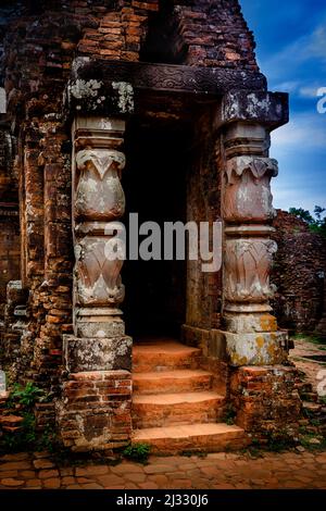 Stairway entrance to a building at My Son from the Cham civilization. Stock Photo