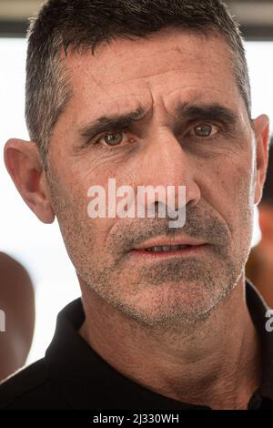 March 22, 2022, Marseille, France: Franck Esposito, former champion, now coach of the Cercle des Nageurs de Marseille (CNM) seen during Tony Estanguet's visit. Tony Estanguet, a member of the IOC (International Olympic Committee) and the organizing committee of the Olympic Games Paris 2024 is visiting Marseille. He met the athletes of the swimming club Cercle des Nageurs de Marseille. The city of Marseille will organize an important part of the nautical events of Paris 2024. (Credit Image: © Laurent Coust/SOPA Images via ZUMA Press Wire) Stock Photo