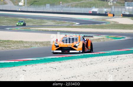 Racing car speed on asphalt racetrack Vortex V1. Mugello circuit, Italy, march 25 2022. 24 Hours series Stock Photo