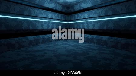 Sci-Fi Club Underground Scene Dimmed Blue Turquoise Background Alien Futuristic Concept 3D Rendering Stock Photo