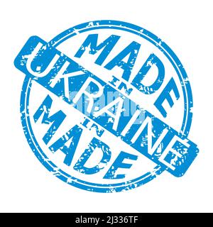 Made in Ukraine, rubber texture stamp print. Vector of national stamp, country patriotic grungy insignia illustration. Approval guarantee by ukraine Stock Vector