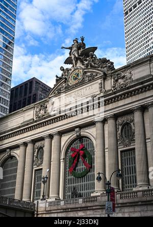 Entryway to Grand Central Terminal in New York City at Christmas time