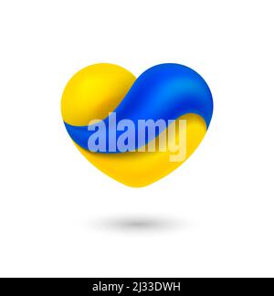 Ukraine flag in a heart shape - vector illustration isolated on white background Stock Vector
