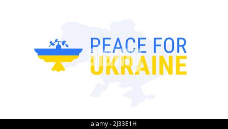 Peace for Ukraine sign with dove of peace in Ukrainian colors isolated on Ukraine map - vector illustration Stock Vector