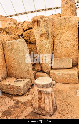 Magalithis site in Mnajdra and Hagar Quim on Malta Stock Photo