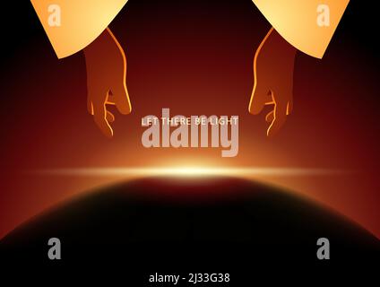 Biblical vector illustration series, The Creation of the World, the first day, light was created Stock Vector