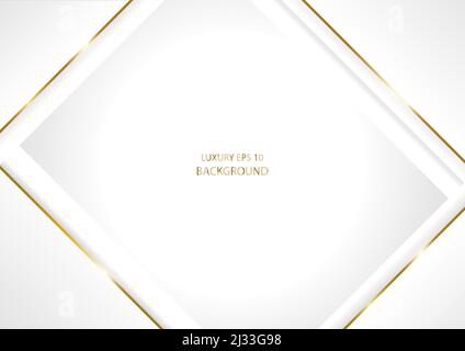 Abstract luxury white square shapes with gold lines, EPS 10 vector background Stock Vector