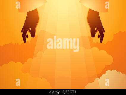 Biblical vector illustration series, The Creation of the World, the second day, the sky was created Stock Vector