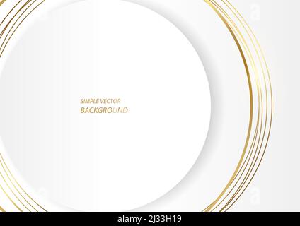White circle with gold lines, modern simple luxurious vector background in EPS10 Stock Vector