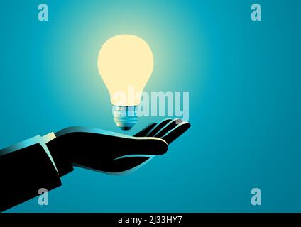 Businessman hand holding a light bulb, innovation, idea and inspiration concept Stock Vector