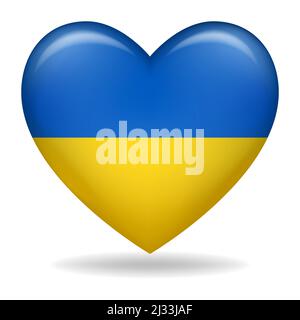 Vector illustration of heart shape of Ukraine insignia isolated on white Stock Vector