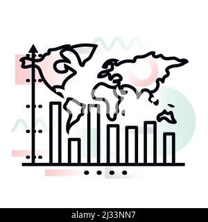 Concept icon of global business growth dynamics with abstract background, modern thin line design vector illustration for graphic and web design Stock Vector