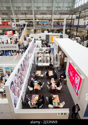 London, UK. 5th Apr, 2022. London Book Fair Returns to Olympia. The London Book Fair's first day offered endless delights for bookworms of all descriptions with displays from Ukraine and Sharjah with traditional dancers to Palestinian poetry and Miss Elizabeth Bennett and Mr Darcy from Jane Austen's 'Pride and Prejudice'. Credit: Peter Hogan/Alamy Live News Stock Photo