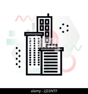 Concept icon of company building with abstract background, modern thin line design vector illustration for graphic and web design Stock Vector