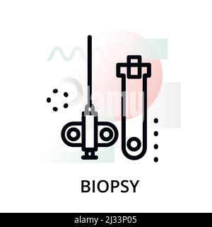 Modern flat editable line design vector illustration, concept of biopsy icon on abstract background, for graphic and web design Stock Vector
