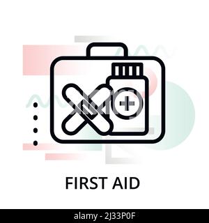Modern flat editable line design vector illustration, concept of first aid icon on abstract background, for graphic and web design Stock Vector