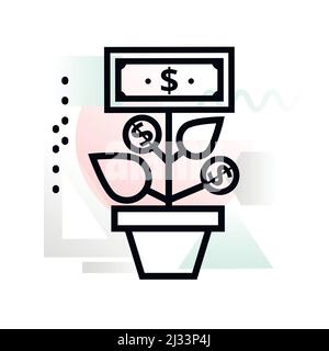 Concept icon of business profit with abstract background, modern thin line design vector illustration for graphic and web design Stock Vector