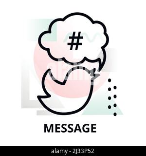 Modern flat thin line design vector illustration, concept of message on abstract background, for graphic and web design Stock Vector