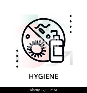 Modern flat editable line design vector illustration, concept of hygiene icon on abstract background, for graphic and web design Stock Vector