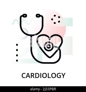 Modern flat editable line design vector illustration, concept of cardiology icon on abstract background, for graphic and web design Stock Vector