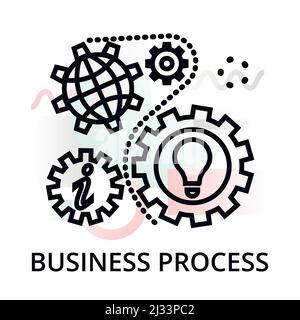 Business process icon on abstract background from startup set, modern editable line vector illustration, for graphic and web design Stock Vector