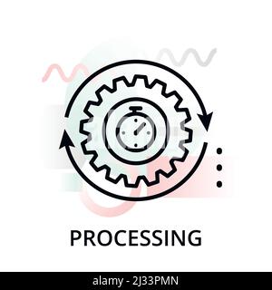 Modern editable line vector illustration, processing icon on abstract background, for graphic, for graphic and web design Stock Vector