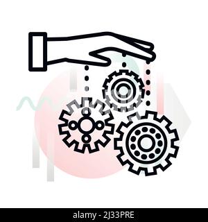 Concept icon of process management with abstract background, modern thin line design vector illustration for graphic and web design Stock Vector