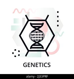 Modern flat editable line design vector illustration, concept of genetics icon on abstract background, for graphic and web design Stock Vector