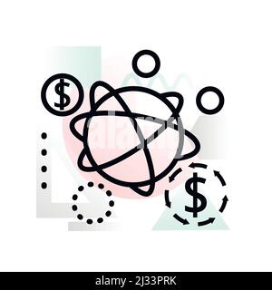 Concept icon of global financial system with abstract background, modern thin line design vector illustration for graphic and web design Stock Vector