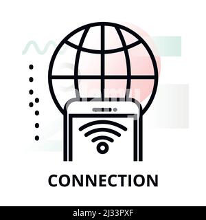 Modern flat thin line design vector illustration, concept of connection on abstract background, for graphic and web design Stock Vector