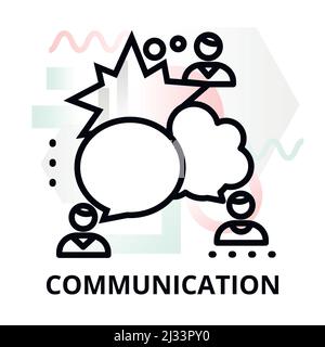 Modern flat thin line design vector illustration, concept of communication on abstract background, for graphic and web design Stock Vector