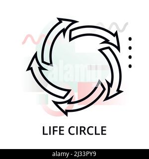 Life circle icon on abstract background from startup set, modern editable line vector illustration, for graphic and web design Stock Vector