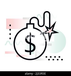 Concept icon of business bomb with abstract background, modern thin line design vector illustration for graphic and web design Stock Vector