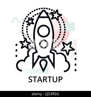 Startup icon on abstract background from startup set, modern editable line vector illustration, for graphic and web design Stock Vector