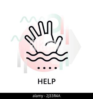 Modern editable line vector illustration, help icon on abstract background, for graphic, for graphic and web design Stock Vector