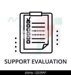 Modern editable line vector illustration, support evaluation icon on abstract background, for graphic, for graphic and web design Stock Vector