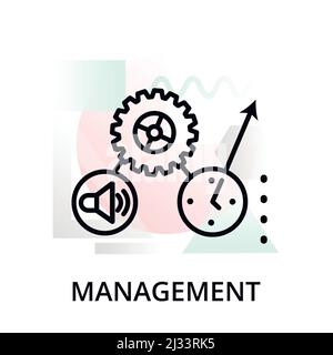 Modern editable line vector illustration, management icon on abstract background, for graphic, for graphic and web design Stock Vector