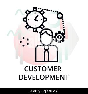 Customer development icon on abstract background from startup set, modern editable line vector illustration, for graphic and web design Stock Vector