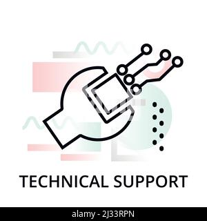 Modern editable line vector illustration, technical support icon on abstract background, for graphic, for graphic and web design Stock Vector